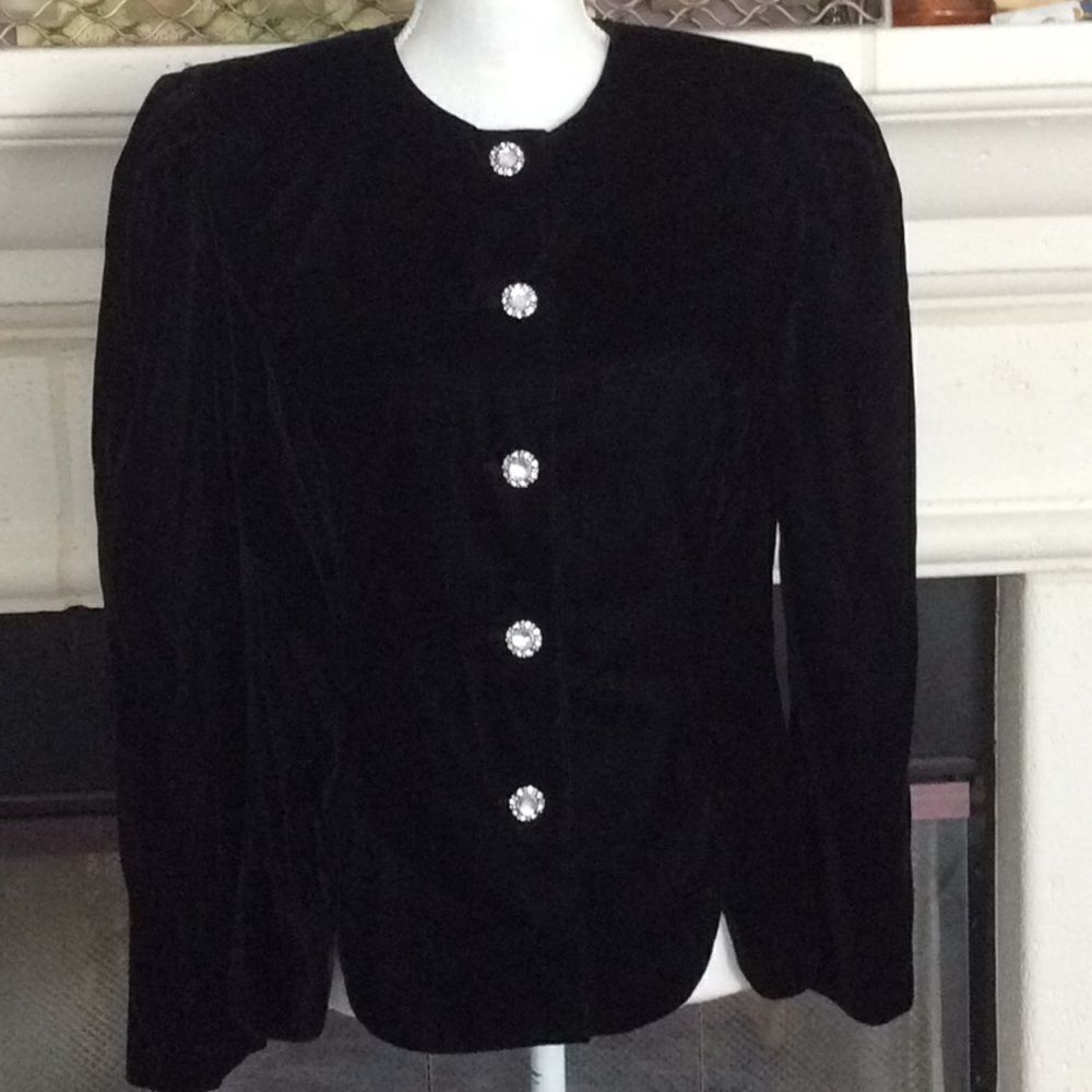 VTG Jessica Howard 80s velvet w/rhinestone buttons